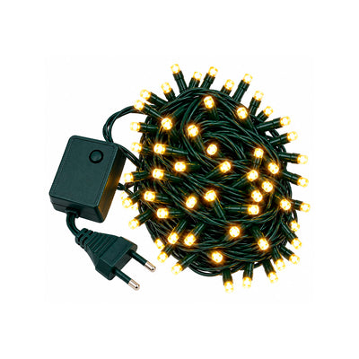 Pisca-Pisca Luz LED Amarelo Quente 100 Lâmpadas Fio Verde - 9m
