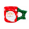 Caneca Natalina Papai Noel de Cerâmica com Alça 3D em Formato de Laço