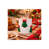 Caneca de Cerâmica Natalina Árvores de Natal com Laço em Relevo