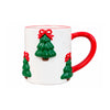 Caneca de Cerâmica Natalina Árvores de Natal com Laço em Relevo