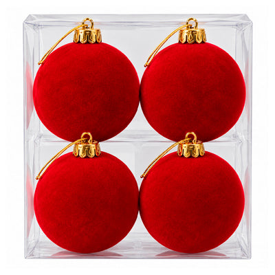 Conjunto de Bolas Natalinas de Veludo Vinho 14cm - 4 Peças