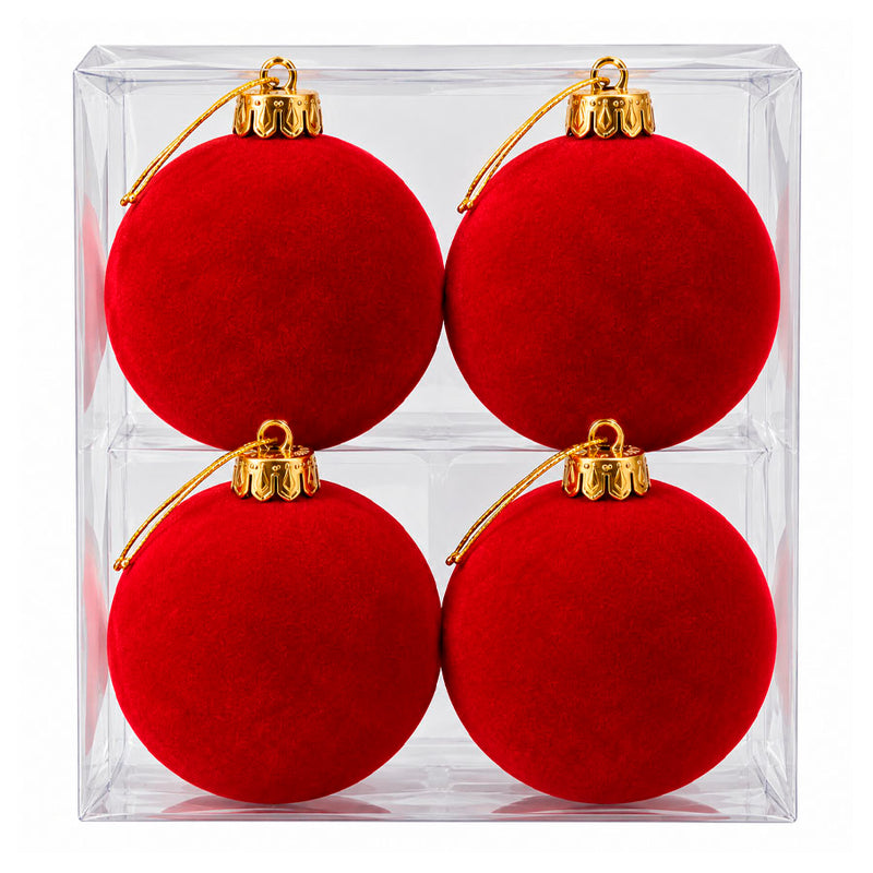 Conjunto de Bolas Natalinas de Veludo Vinho 14cm - 4 Peças