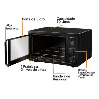 Forno Elétrico De Bancada Mueller Mfb50b 50 Litros - 127v