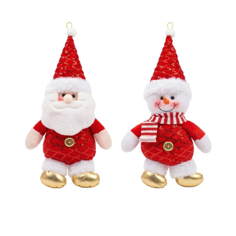 Boneco de Natal Pendurável Noel ou Boneco de Neve 30 cm - 1 Unidade