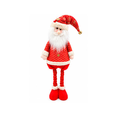 Boneco Papai Noel Pernas Longas Extensíveis Vermelho e Dourado - 78cm