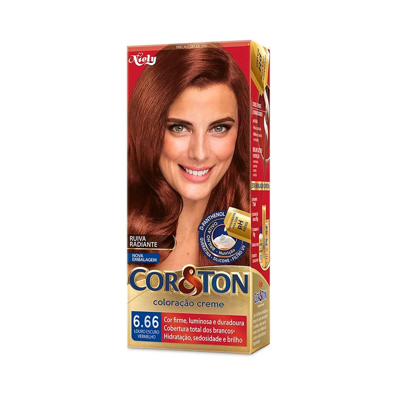 Tintura Creme Cor&Ton 6.66 Vermelho Louro Escuro 50g