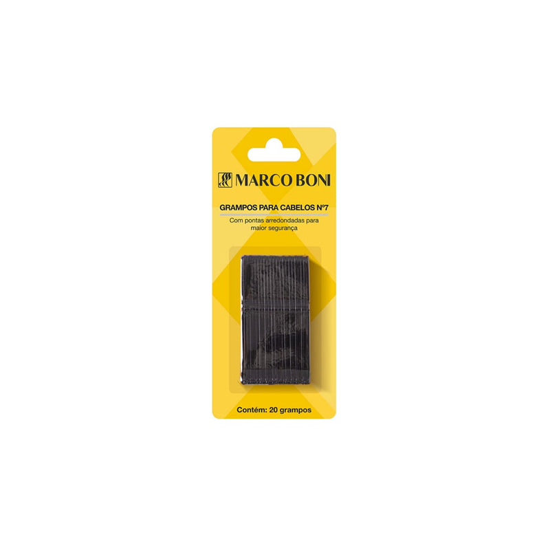 Grampo para Cabelo Preto N°7 com 20  Unidades - Marco Boni