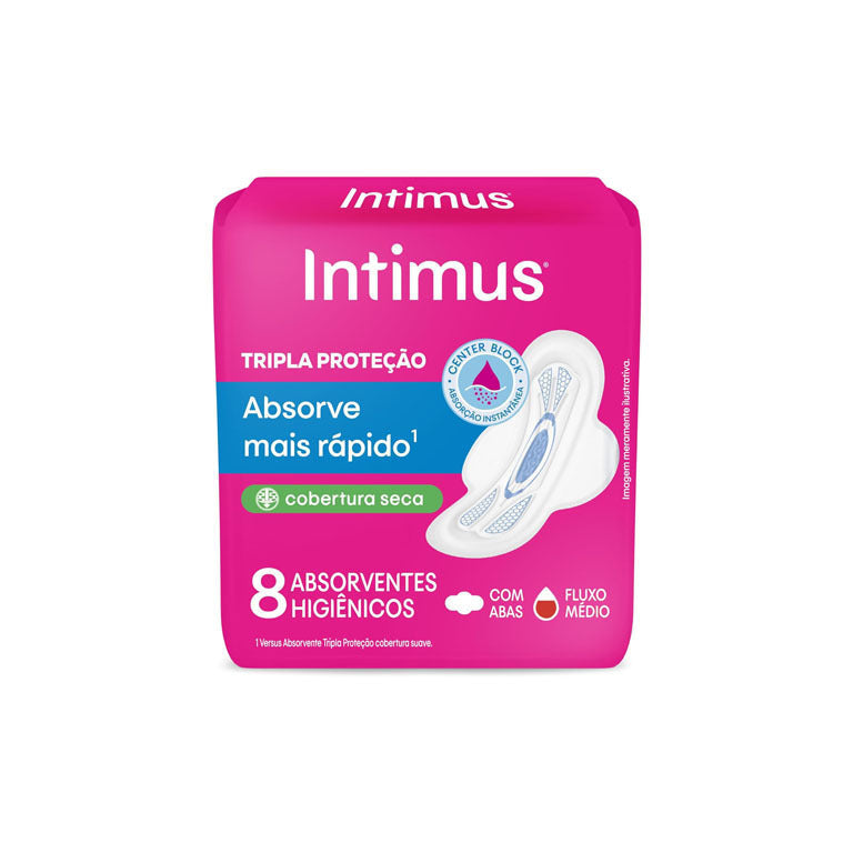 Absorvente Intimus Tripla Proteção Seca com Abas - 8 unidades