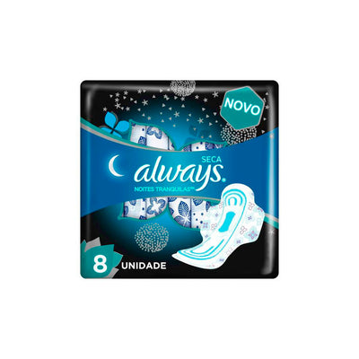 Absorvente Always Noite Tranquilas Seca com Abas 8 Unidades