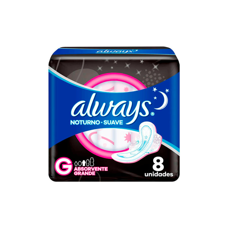 Absorvente Alaways Noite Tranquila Suave com Abas 8 Unidades