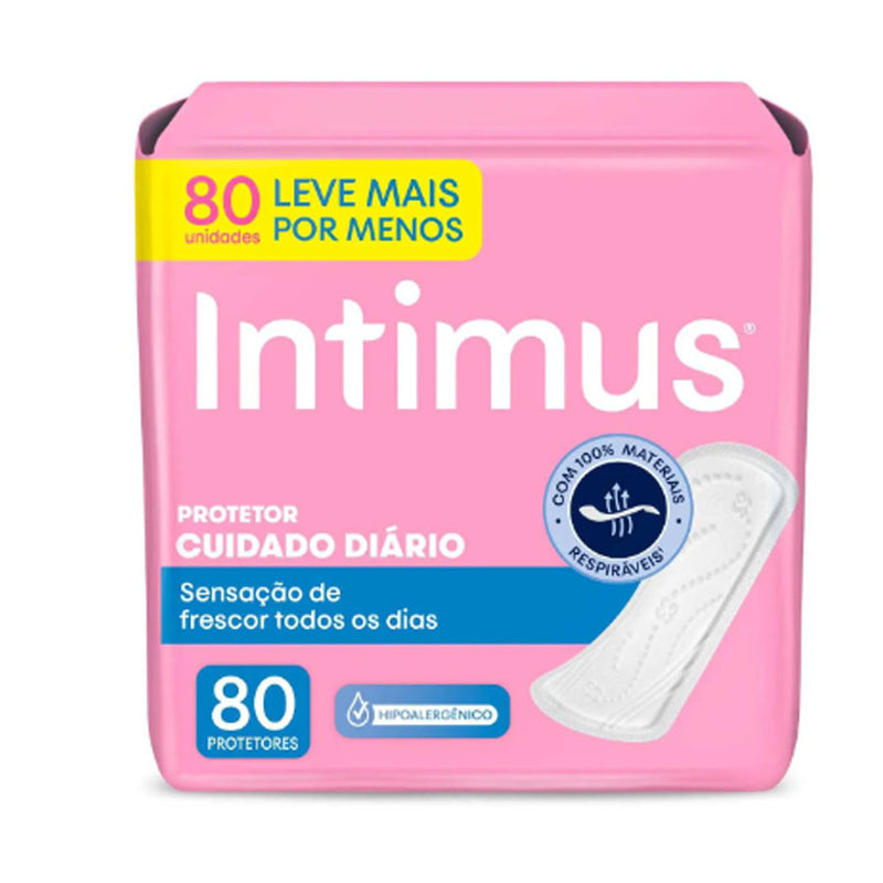 Protetor Intimus Days sem abas, sem perfume, pacote com 80 unidades.