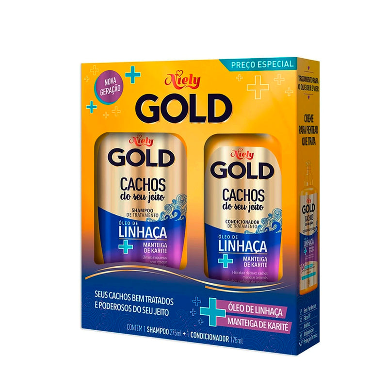 Kit Shampoo Niely Gold 275ml + Condicionador Niely Gold Cachos Do Seu Jeito 175ml