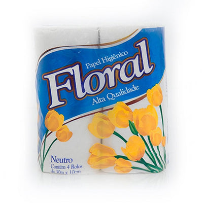 Papel Higienico Folha Simples Com 4 - 30Metros - Neutro - Unidade - Floral