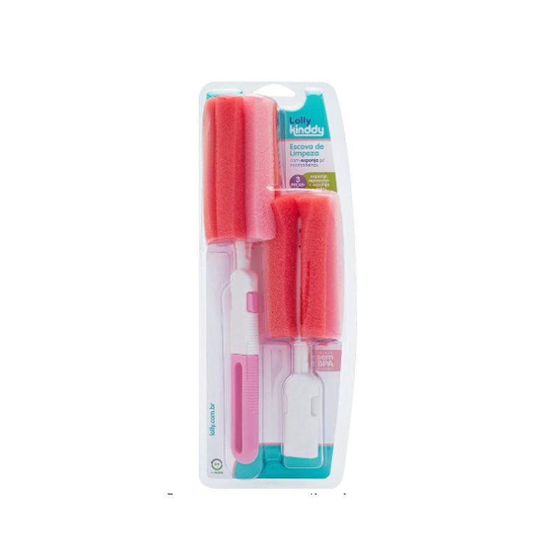 Escova de Limpeza com Esponja Lolly - Rosa