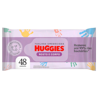 Huggies Lenços Umedecidos Huggies Rosto e Corpo Hipoalergênico - 48 Lenços