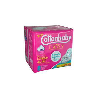 ABSORVENTE COTTONBABY LADY SUAVE COM ABAS COM 8 UNIDADES.