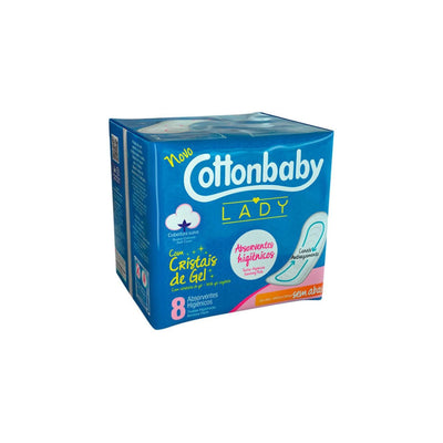 Absorvente Lady Cottonbaby Suave sem abas com 8 unidades.