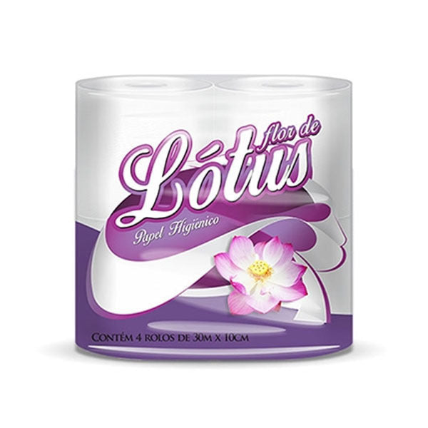 Papel Higiênico Flor De Lótus Neutro Com 4 Rolos 30m X 10cm