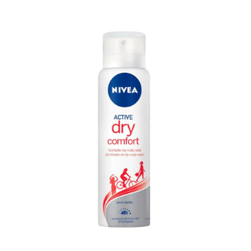 Desodorante Aerosol Nivea Active Dry Comfort Feminino Sem Álcool 48h - 150ml