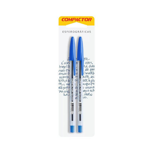 Caneta Esferográfia top 2000 Ponta Média Azul Blister com 2 unidades -  Compactor