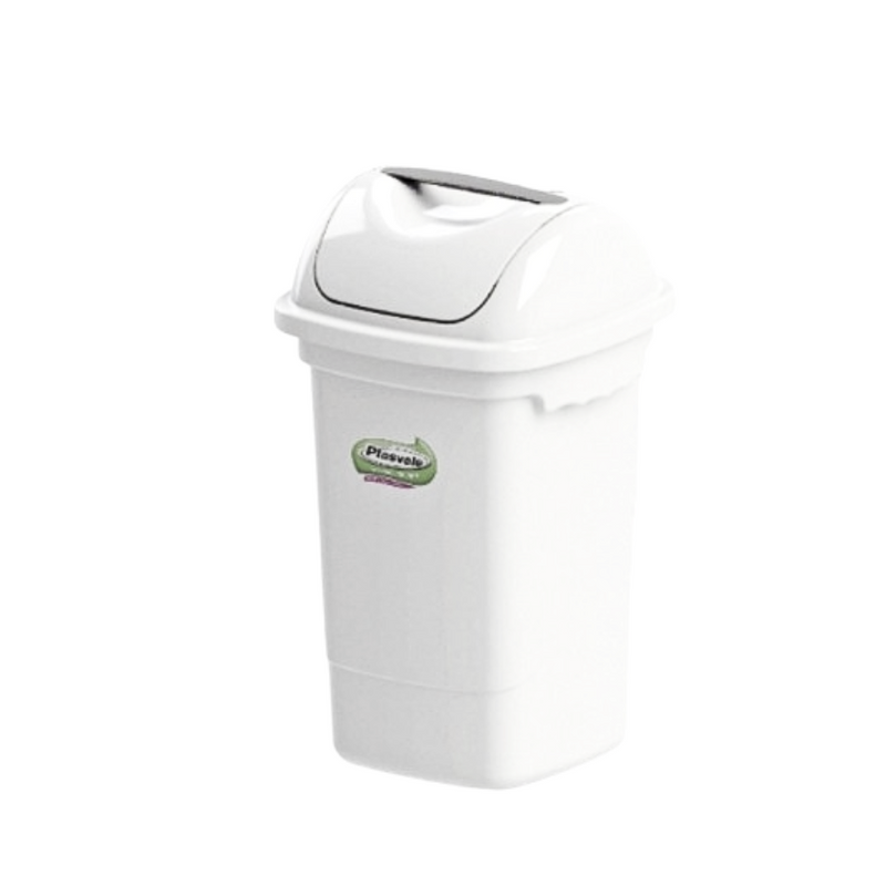 Lixeira Basculante Branca Plasvale de 30 L
