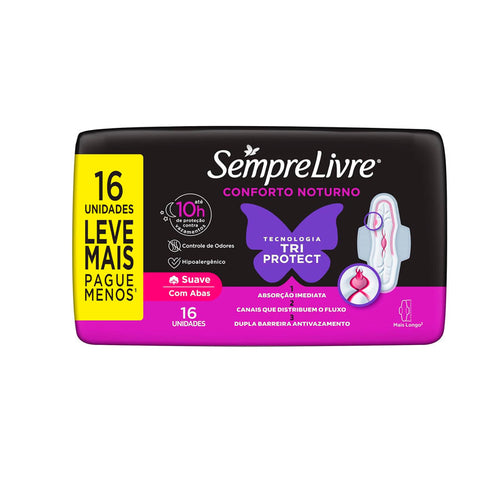 Absorvente Sempre Livre Noturno Suave Com Abas