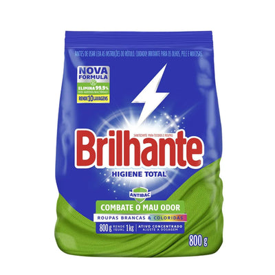 Lava-Roupas em Pó Brilhante Higiene Total Antibac 800g - Roupas Brancas e Coloridas