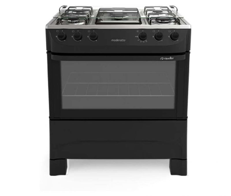 FOGÃO MUELLER 5 BOCAS MODERATTO PRETO FOSCO ACENDIMENTO MANUAL