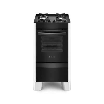 FOGÃO 4 BOCAS CONTINENTAL AUTOMÁTICO BRANCO E PRETO COM MESA DE VIDRO (FC4VB) - BIVOLT