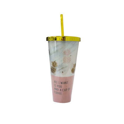 Copo de Acrílico Rosa Dourado 650ml