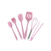 CONJUNTO DE UTENSÍLIOS DE COZINHA EM SILICONE ROSA