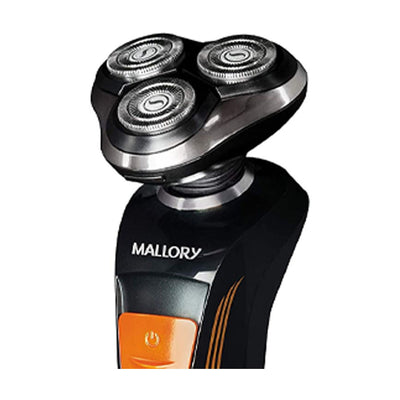 Barbeador Elétrico Mallory Sensitive Derma Care Bivolt Preto e Laranja
