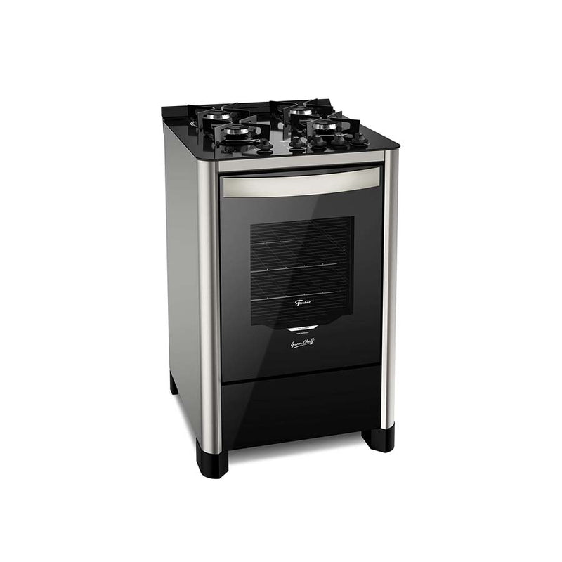 Fogão de Piso Fischer 4 Bocas Gran Cheff com Mesa de Vidro Silver - Bivolt