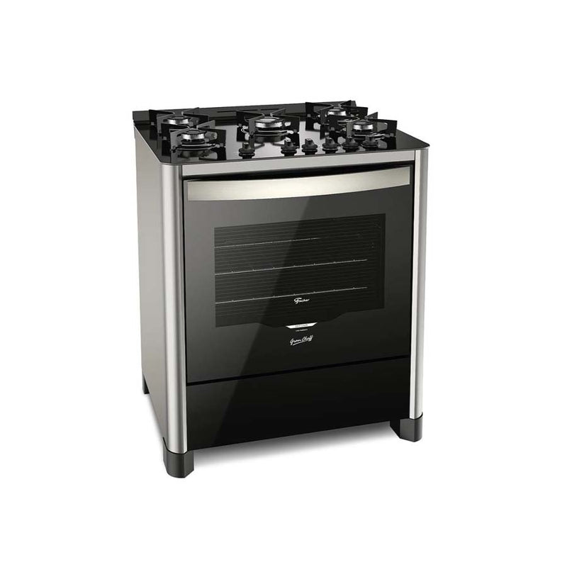 Fogão de Piso Fischer 5 Bocas Gran Cheff com Mesa de Vidro Silver - Bivolt