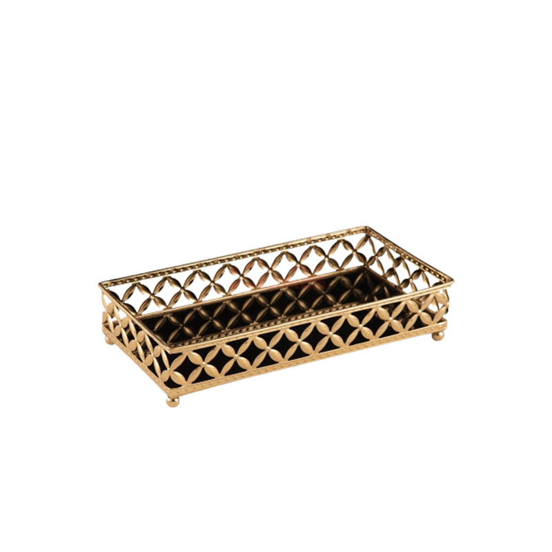 Bandeja Retangular em Metal Dourada 24x12cm