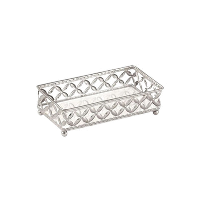 Bandeja em Metal Prata  24x12cm