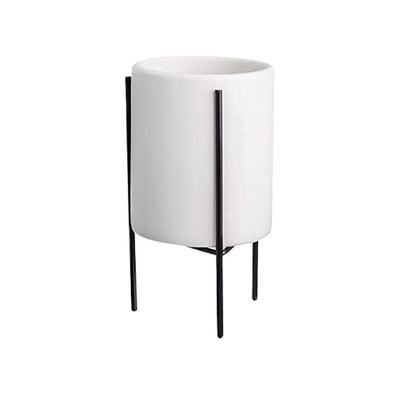 Cachepot em cerâmica branco com suporte 15 cm