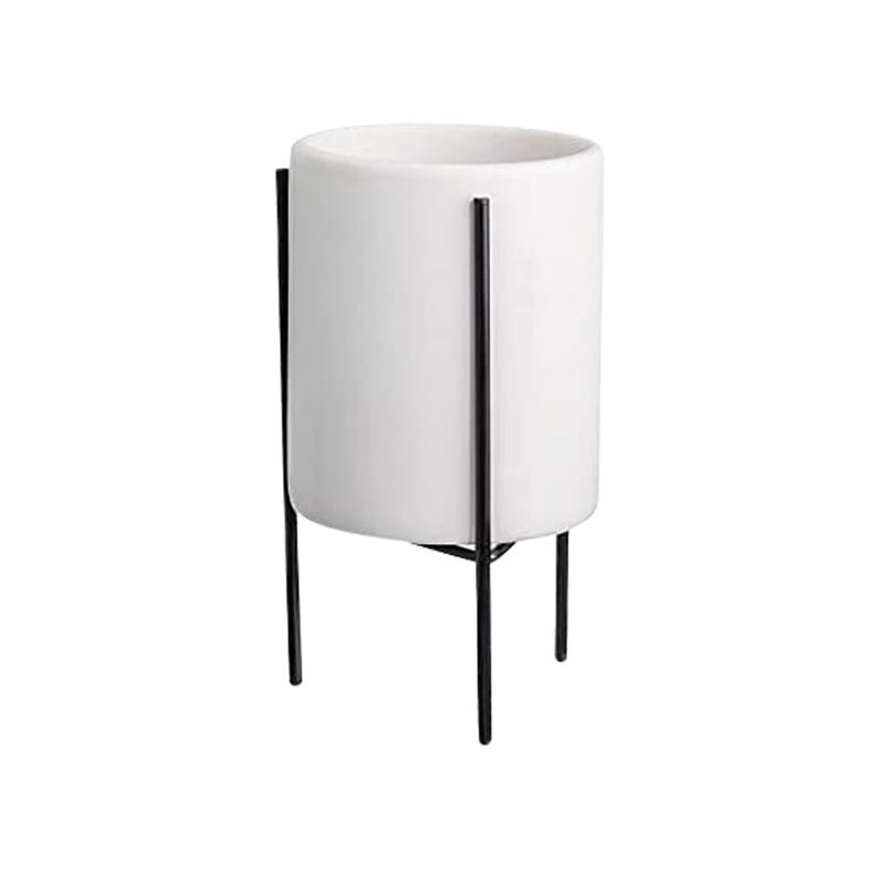Cachepot em cerâmica branco com suporte 15 cm