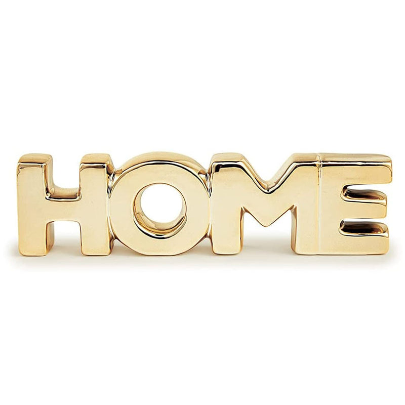 Enfeite Decorativo Home Dourado em Porcêlana 20x5cm