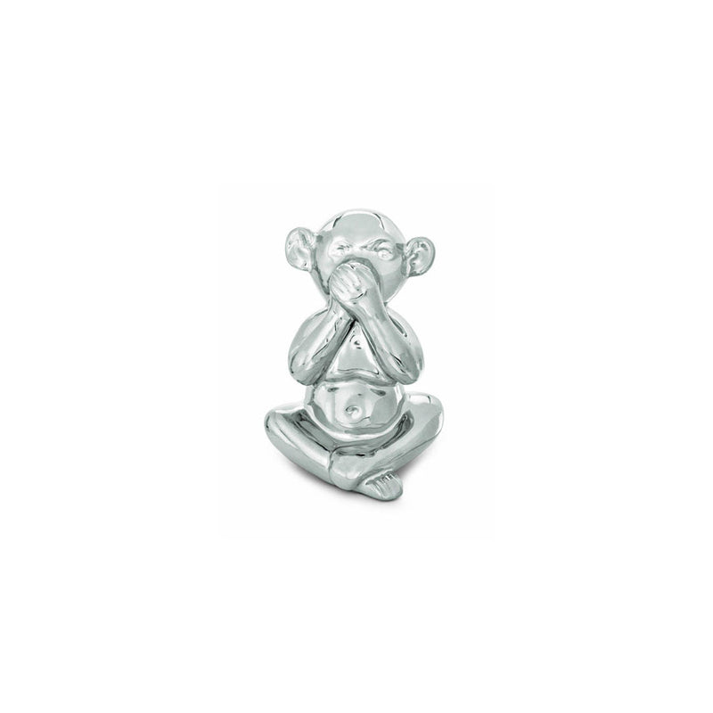 Escultura de Macaco em Cerâmica Prata 12X 11 - Mart