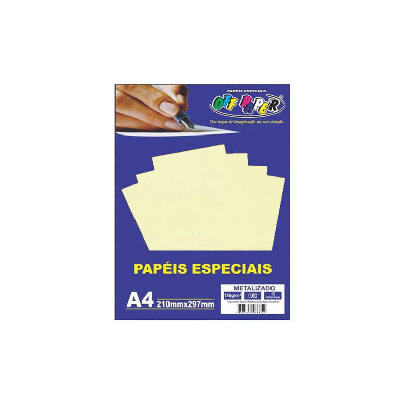 PAPEL A4 150G 15 FOLHAS METALIZADO OURO