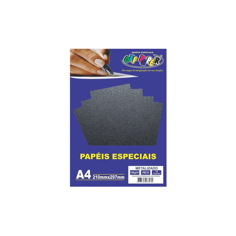 Papel A4 Metalizado Preto 150g 15 folhas