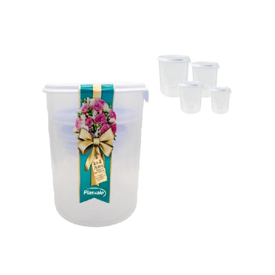 Conjunto de Potes Mantimentos Plástico com Tampa 4 Peças - Plasvale