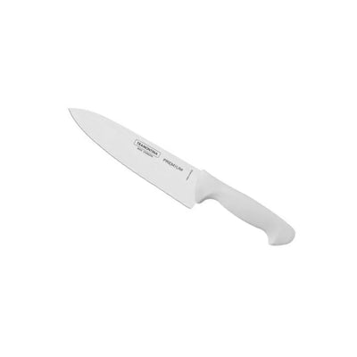 Faca Chef Tramontina Premium com Lâmina em Aço Inox e Cabo de Polipropileno Branco