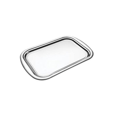 Bandeja Retangular Aço Inox Prata 38cm