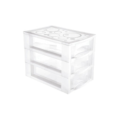 Gaveteiro Plástico com 3 Gavetas Cristal 21x16cm - Ordene