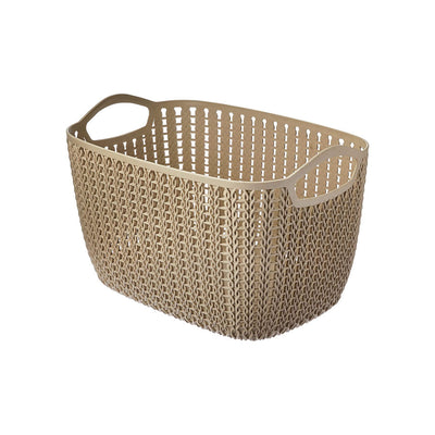 Cesto Trançado Plástico Marrom 41x23cm  -  Ordene