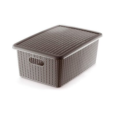 Caixa Organizadora Plástica Bege Marrom 37x26cm - Ordene