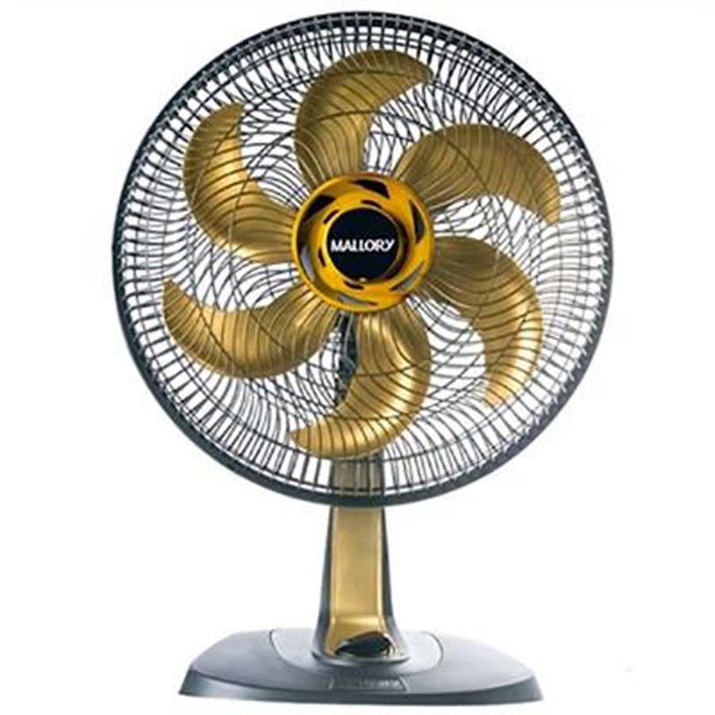 Ventilador Mallory Mesa Ts40 Preto Dourado