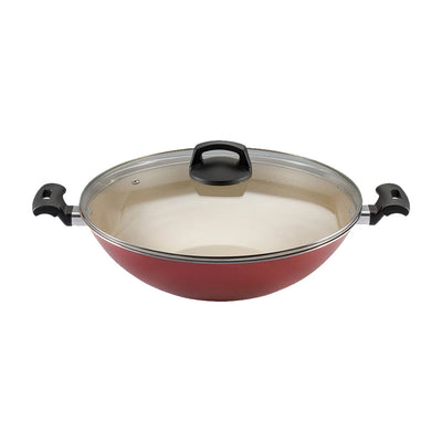Panela Wok Antiaderente 32cm Cereja Com Tampa Premium Panelux